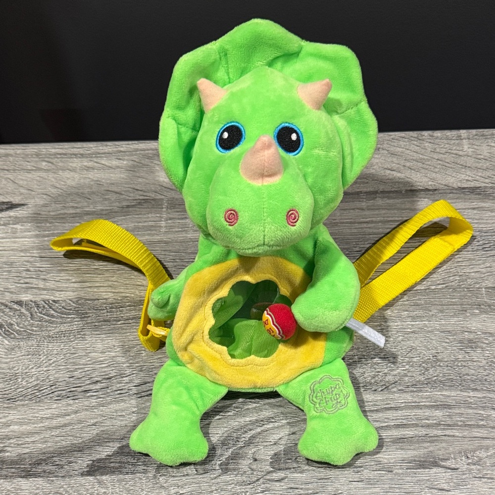 Chupa Chups: Neon Green Dinosaur Plush Kids Backpack